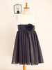 Blumenmädchen Kleider Prinzessin Grau Abendkleider für Hochzeit knielang mit Rundkragen Hochzeit Chiffon ärmellos kleid blumenmädchen