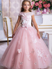 Blumenmädchen Kleider Prinzessin Hellrosa Abendkleider für Hochzeit knöchellang mit Bateau-Kragen Hochzeit Tüll ärmellos kleid blumenmädchen