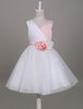 Blumenmädchen Kleider Prinzessin Hellrosa Abendkleider für Hochzeit knielang V-Ausschnitt Satingewebe ärmellos kleid blumenmädchen