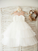 Blumenmädchen Kleider Prinzessin milchweiß Abendkleider für Hochzeit knöchellang mit Rundkragen Hochzeit Tüll ärmellos kleid blumenmädchen