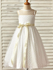 Blumenmädchen Kleider Prinzessin milchweiß Abendkleider für Hochzeit wadenlang mit Rundkragen Hochzeit Tüll ärmellos kleid blumenmädchen