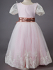 Blumenmädchen Kleider Prinzessin Rosa Abendkleider für Hochzeit knielang mit Rundkragen Hochzeit Satingewebe Kurzarm kleid blumenmädchen