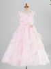 Blumenmädchen Kleider Prinzessin Rosa Abendkleider für Hochzeit wadenlang mit Rundkragen Hochzeit Tüll ärmellos kleid blumenmädchen