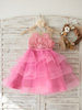 Blumenmädchen Kleider Prinzessin Rosarot Abendkleider für Hochzeit knielang mit Rundkragen Hochzeit Tüll ärmellos kleid blumenmädchen