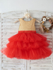 Blumenmädchen Kleider Prinzessin Rot Abendkleider für Hochzeit knielang mit Rundkragen Hochzeit und Pailletten bestickt ärmellos kleid blumenmädchen