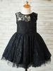 Blumenmädchen Kleider Prinzessin Schwarz Abendkleider für Hochzeit knielang mit Rundkragen Hochzeit Spitze ärmellos kleid blumenmädchen