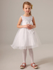 Blumenmädchen Kleider Prinzessin Weiß Abendkleider für Hochzeit knielang mit Rundkragen Hochzeit Organza ärmellos kleid blumenmädchen