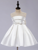 Blumenmädchen Kleider Prinzessin Weiß Abendkleider für Hochzeit knielang mit Rundkragen Hochzeit Satingewebe ärmellos kleid blumenmädchen