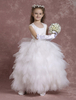 Blumenmädchen Kleider Prom- Elfenbeinfarbe Abendkleider für Hochzeit knöchellang mit Rundkragen Hochzeit Tüll kleid blumenmädchen