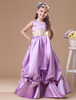 Blumenmädchen Kleider Prom- Fliederfarbe Abendkleider für Hochzeit bodenlang viereckiger Ausschnitt Satingewebe ärmellos kleid blumenmädchen