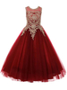 Blumenmädchen Kleider Prom- Kastanienbraun Abendkleider für Hochzeit knöchellang mit Rundkragen Hochzeit Tüll ärmellos kleid blumenmädchen