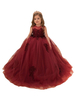 Blumenmädchen Kleider Prom- Kastanienbraun Abendkleider für Hochzeit knöchellang mit Rundkragen Hochzeit Tüll ärmellos kleid blumenmädchen