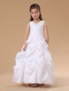 Blumenmädchen Kleider Prom- Weiß Abendkleider für Hochzeit bodenlang V-Ausschnitt Hochzeit Satingewebe ärmellos kleid blumenmädchen