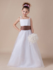 Blumenmädchen Kleider Prom- Weiß Abendkleider für Hochzeit bodenlang viereckiger Ausschnitt Hochzeit Satingewebe ärmellos kleid blumenmädchen