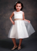Blumenmädchen Kleider Prom- Weiß Abendkleider für Hochzeit Günstige Blumenmädchenkleider wadenlang mit Rundkragen Hochzeit Organza ärmellos