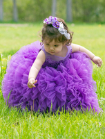 Blumenmädchen Kleider Purpur Abendkleider für Hochzeit Chiffon ärmellos Prinzessin Hochzeit mit Rundkragen kleid blumenmädchen knöchellang