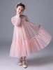 Blumenmädchen Kleider Rosa Abendkleider für Hochzeit gemischten Baumwollen Langarm Prinzessin Hochzeit mit Rundkragen kleid blumenmädchen wadenlang
