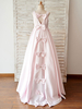 Blumenmädchen Kleider Rosa Abendkleider für Hochzeit Satingewebe ärmellos Prinzessin Hochzeit mit Rundkragen kleid blumenmädchen bodenlang