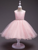Blumenmädchen Kleider Rosa Abendkleider für Hochzeit Satingewebe ärmellos Prinzessin Hochzeit mit Rundkragen kleid blumenmädchen knielang