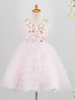 Blumenmädchen Kleider Rosa Abendkleider für Hochzeit Satingewebe ärmellos Prinzessin Hochzeit mit Rundkragen kleid blumenmädchen knielang