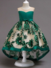 Blumenmädchen Kleider Rosa Abendkleider für Hochzeit Spitze ärmellos A-Linie- Hochzeit mit Rundkragen kleid blumenmädchen und Schleppe