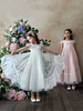 Blumenmädchen Kleider Rosa Abendkleider für Hochzeit Tüll ärmellos Prinzessin Hochzeit viereckiger Ausschnitt kleid blumenmädchen knöchellang