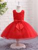 Blumenmädchen Kleider Rot Abendkleider für Hochzeit Netz Kleine Mädchens festliche Kleider ärmellos Prinzessin Hochzeit mit Rundkragen