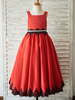 Blumenmädchen Kleider Rot Abendkleider für Hochzeit Satingewebe ärmellos Prinzessin Hochzeit viereckiger Ausschnitt kleid blumenmädchen bodenlang
