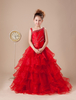 Blumenmädchen Kleider Rot Abendkleider für Hochzeit Tüll Kleinkinder Festkleider ärmellos Prom- Hochzeit bodenlang kleid blumenmädchen