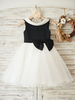 Blumenmädchen Kleider Schwarz Abendkleider für Hochzeit Satingewebe ärmellos Prinzessin Hochzeit knielang kleid blumenmädchen mit Reißverschluss