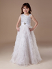Blumenmädchen Kleider Weiß Abendkleider für Hochzeit Satingewebe ärmellos A-Linie- Hochzeit bodenlang kleid blumenmädchen mit Reißverschluss
