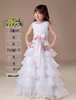 Blumenmädchen Kleider Weiß Abendkleider für Hochzeit Satingewebe ärmellos A-Linie- Hochzeit mit Rundkragen kleid blumenmädchen bodenlang
