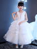 Blumenmädchen Kleider Weiß Abendkleider für Hochzeit Tüll ärmellos Prinzessin Hochzeit Designender Ausschnitt kleid blumenmädchen wadenlang