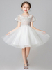 Blumenmädchen Kleider Weiß Abendkleider für Hochzeit Tüll ärmellos Prinzessin Hochzeit mit Rundkragen kleid blumenmädchen knielang und Reißverschluss