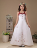 Blumenmädchen Kleider Weiß Satin Organza Kinder Party Kleider Sleeveless Sash Spitze Perlen Erstkommunion Kleid