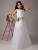 Blumenmädchen Kleider Weiß Satin Organza Kinder Party Kleider Sleeveless Sash Spitze Perlen Erstkommunion Kleid