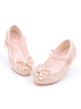 Blumenmädchen-Schuhe Rosa Pailletten-runde Zehen-Schleifen-Party-Schuhe für Kinder