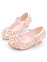 Blumenmädchen Schuhe rosa Pailletten Stoff Bögen Mary Jane Party Schuhe für Kinder