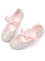 Blumenmädchen Schuhe Rosa PU Leder Bögen Party Schuhe für Kinder