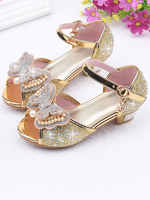 Blumenmädchen Schuhe Silber Pailletten Stoff Bögen Party Prinzessin Schuhe für Kinder