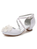 Blumenmädchen Schuhe weiße runde Zehe Chunky Ferse Perlen Pumps