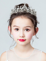Blumenmädchen Tiara Krone Strass Kopfschmuck Silber Kinder Haarschmuck