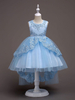 Blumenmädchenkleider 2022 Baby Blau Spitzen Tüll Prinzessin Tutu-Kleid Bestickte Kinder Ballkleid Pageant Kleider