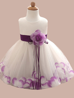 Blumenmädchenkleider Blumen Ärmellose Jewel Neck Social Kids Partykleider