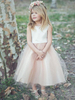Blumenmädchenkleider Champagner Jewel Neck Sleeveless Formelle Kinder Festzug Kleider