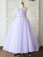 Blumenmädchenkleider Einer-Schulter Sleeveless Sash Formal Kinder Zu Kleider