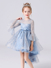 Blumenmädchenkleider Hellhimmelblau Jewel Neck Halbarm Pailletten Formelle Kinder Festzug Kleider
