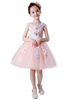 Blumenmädchenkleider Herzförmiger Ausschnitt Tüll Ärmellos Knielang Prinzessin Silhouette Bestickt Kinder Partykleider