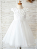 Blumenmädchenkleider Jewel Neck Beaded Kids Back Bow Beaded Social Party Kleider