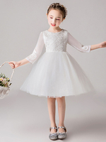 Blumenmädchenkleider Jewel Neck Halbarm Bögen Kinder Partykleider